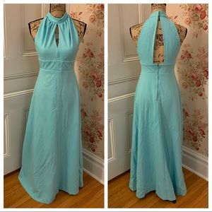 Vintage Blue Cut Out Maxi Dress Tiffany Blue